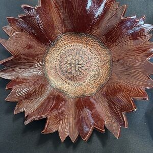 Handmade Rustic Sunflower Decorative Bowl One of a kind.